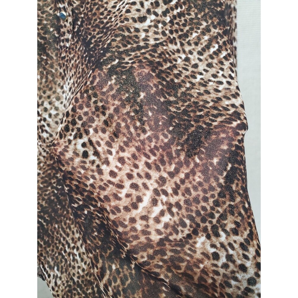Cache Sheer Cheetah Print Long Sleeve Henley Neck… - image 7